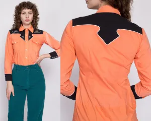 1950s Faded Orange Western Shirt - Unisex XS