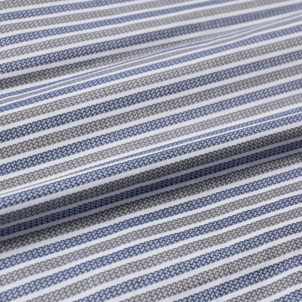 2Blind2C Blue & Grey Stripe Print Long Sleeve Button Up Shirt