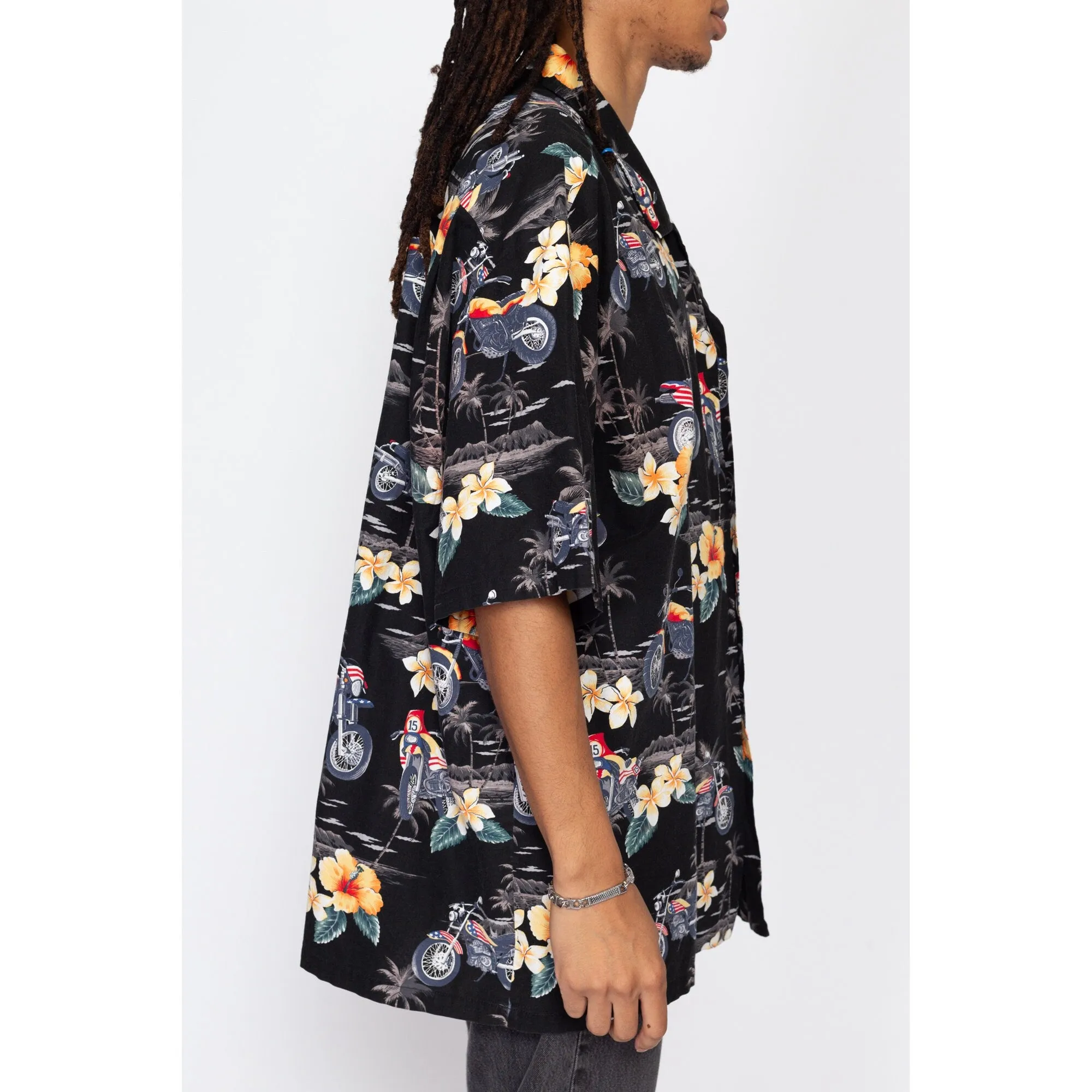 3X 90s Hawaiian Motorcycle All Over Print Biker Shirt
