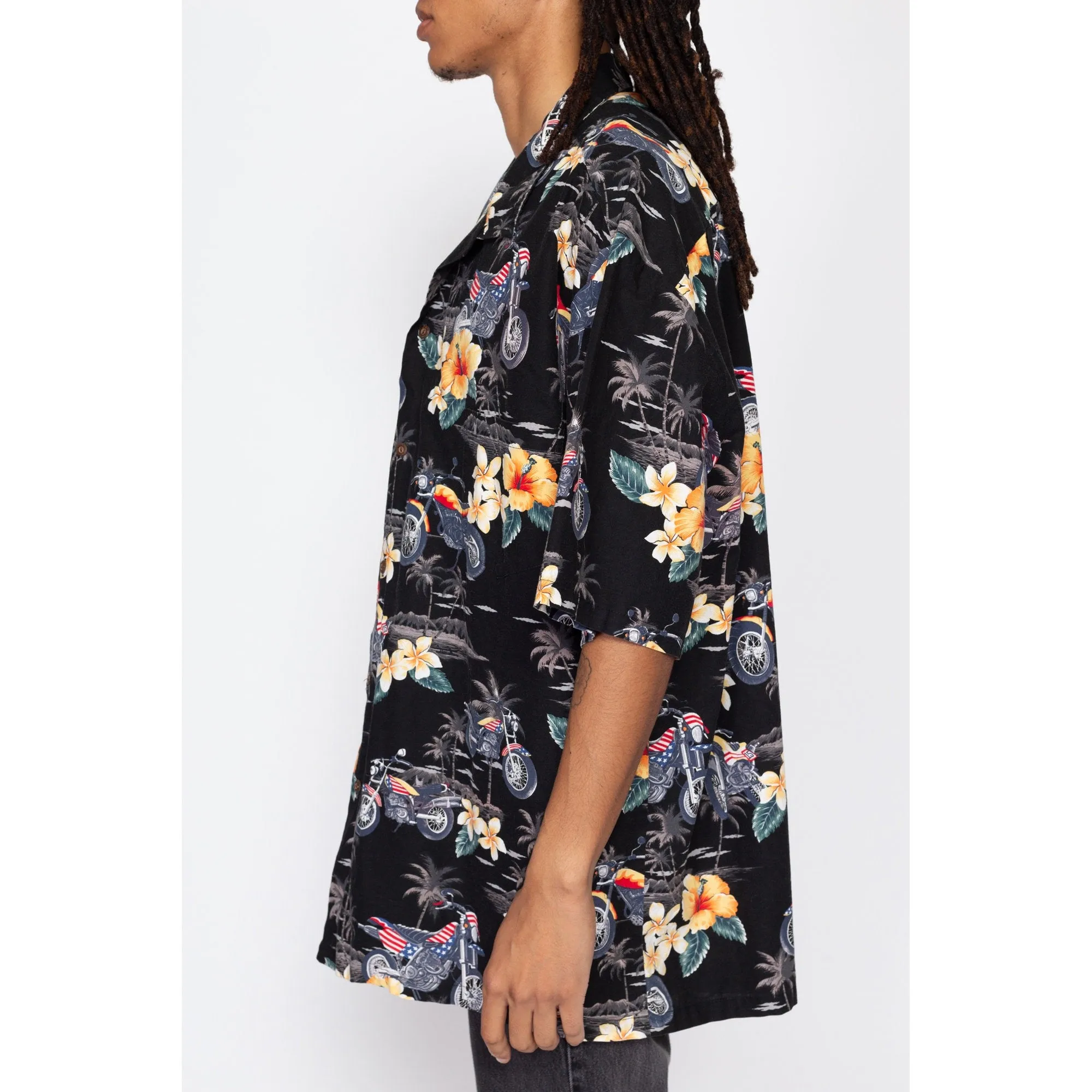 3X 90s Hawaiian Motorcycle All Over Print Biker Shirt