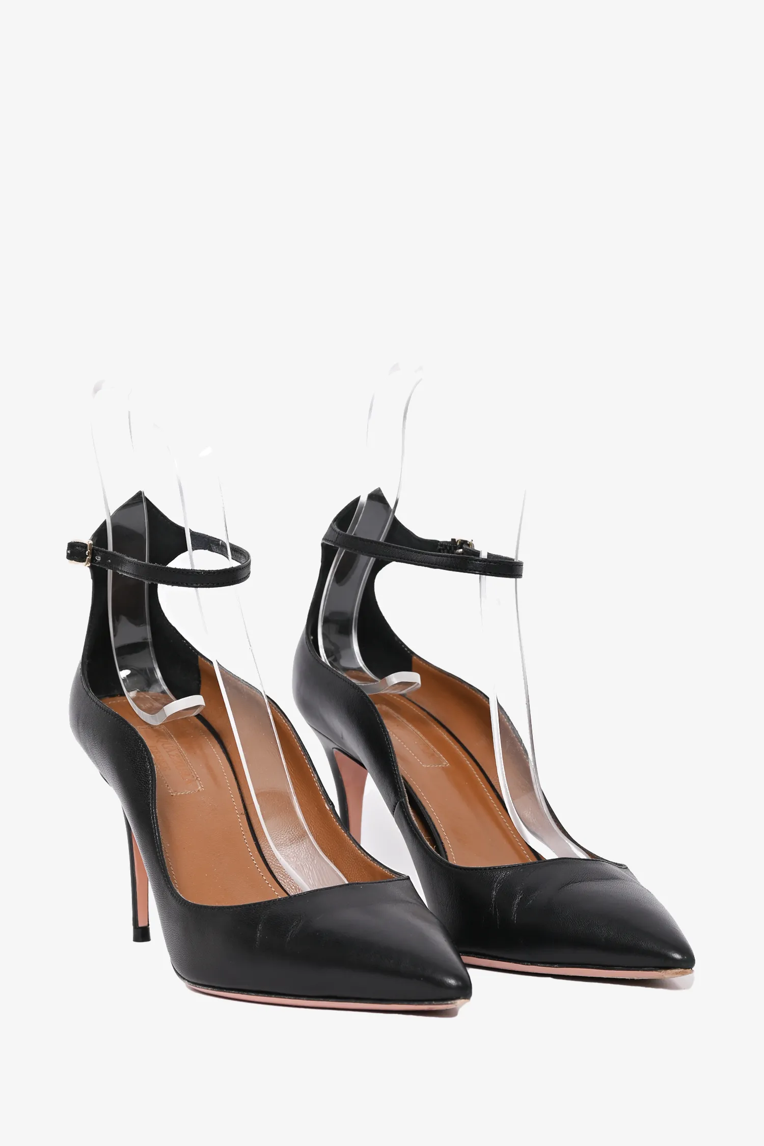 Aquazzura Black Leather Strappy Pumps Size 39