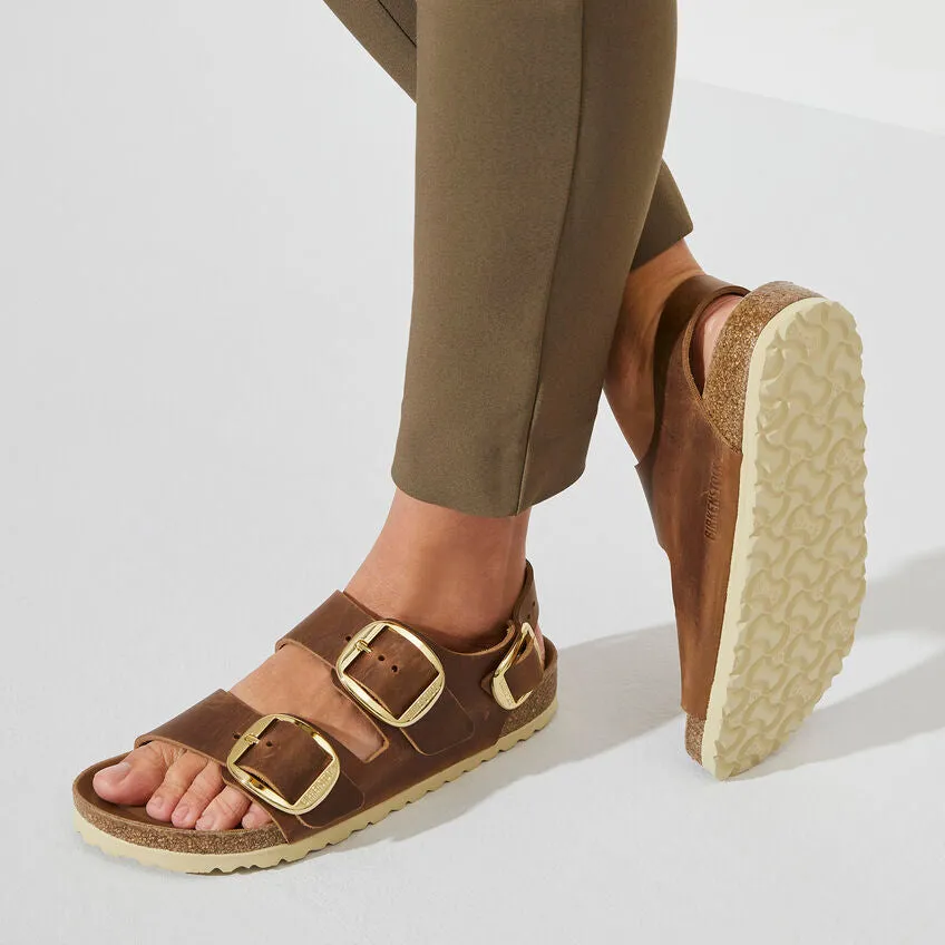 Birkenstocks Milano Big Buckle Narrow - Cognac