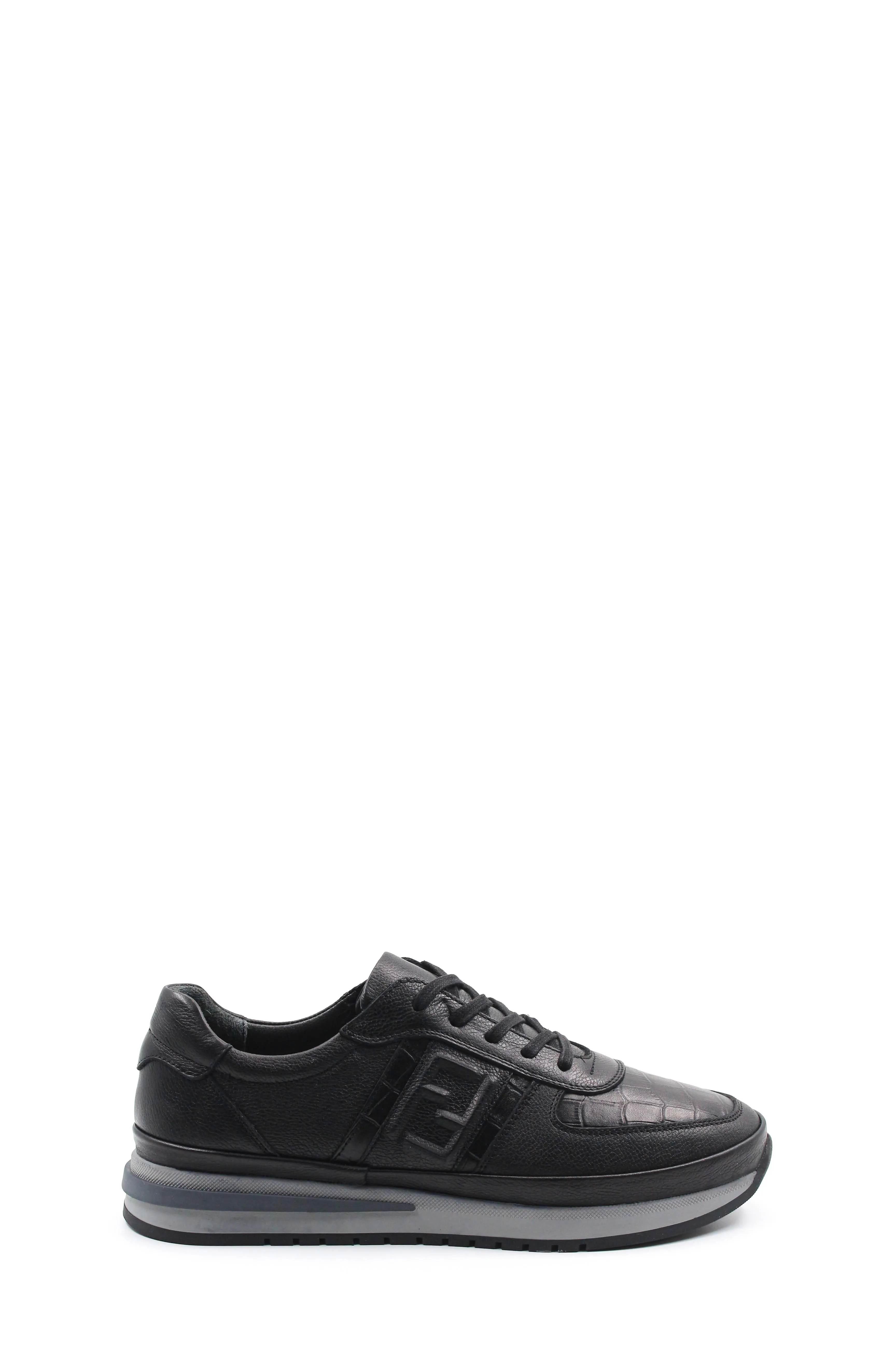 Black Leather Athletic Sneakers-Wessi