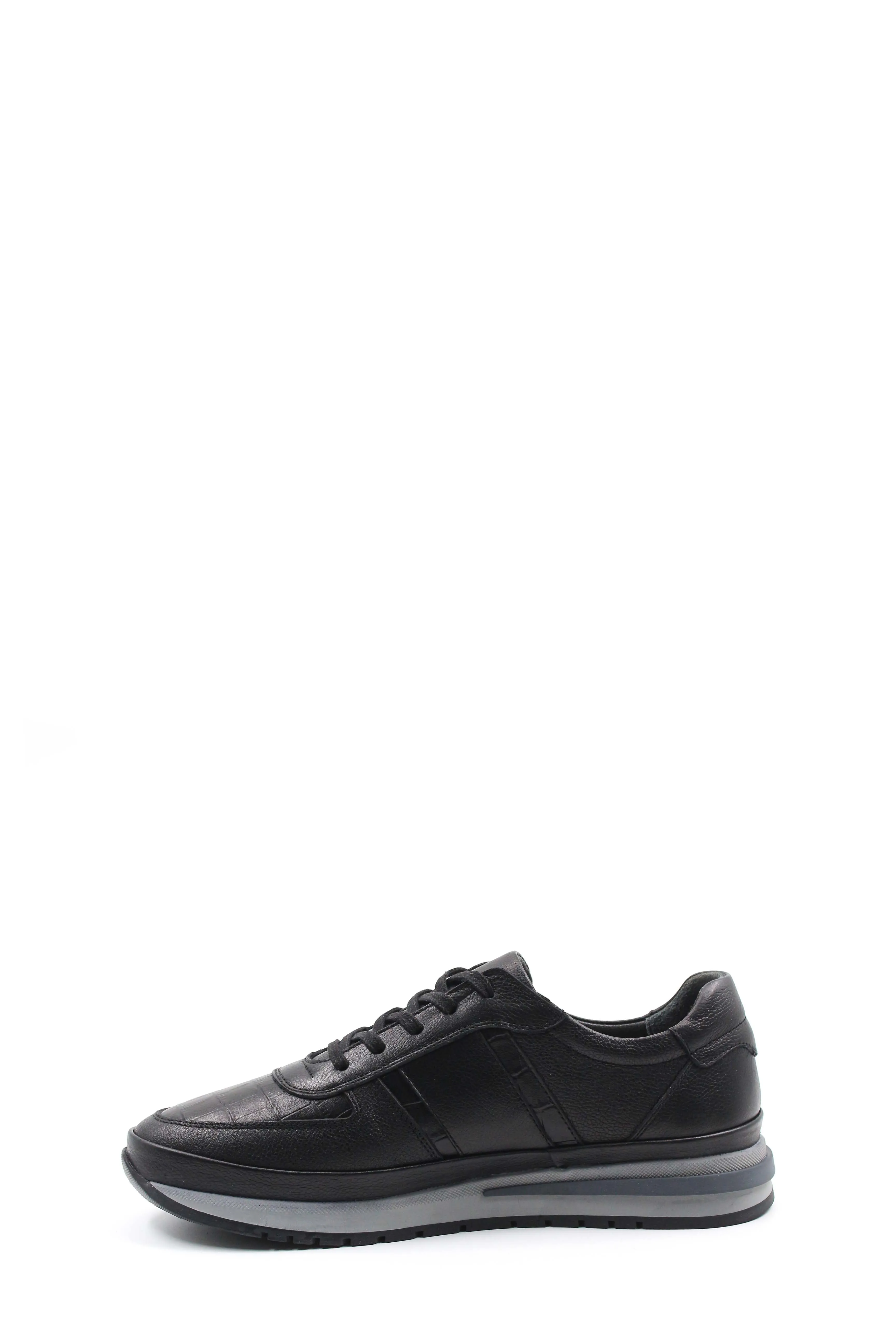 Black Leather Athletic Sneakers-Wessi