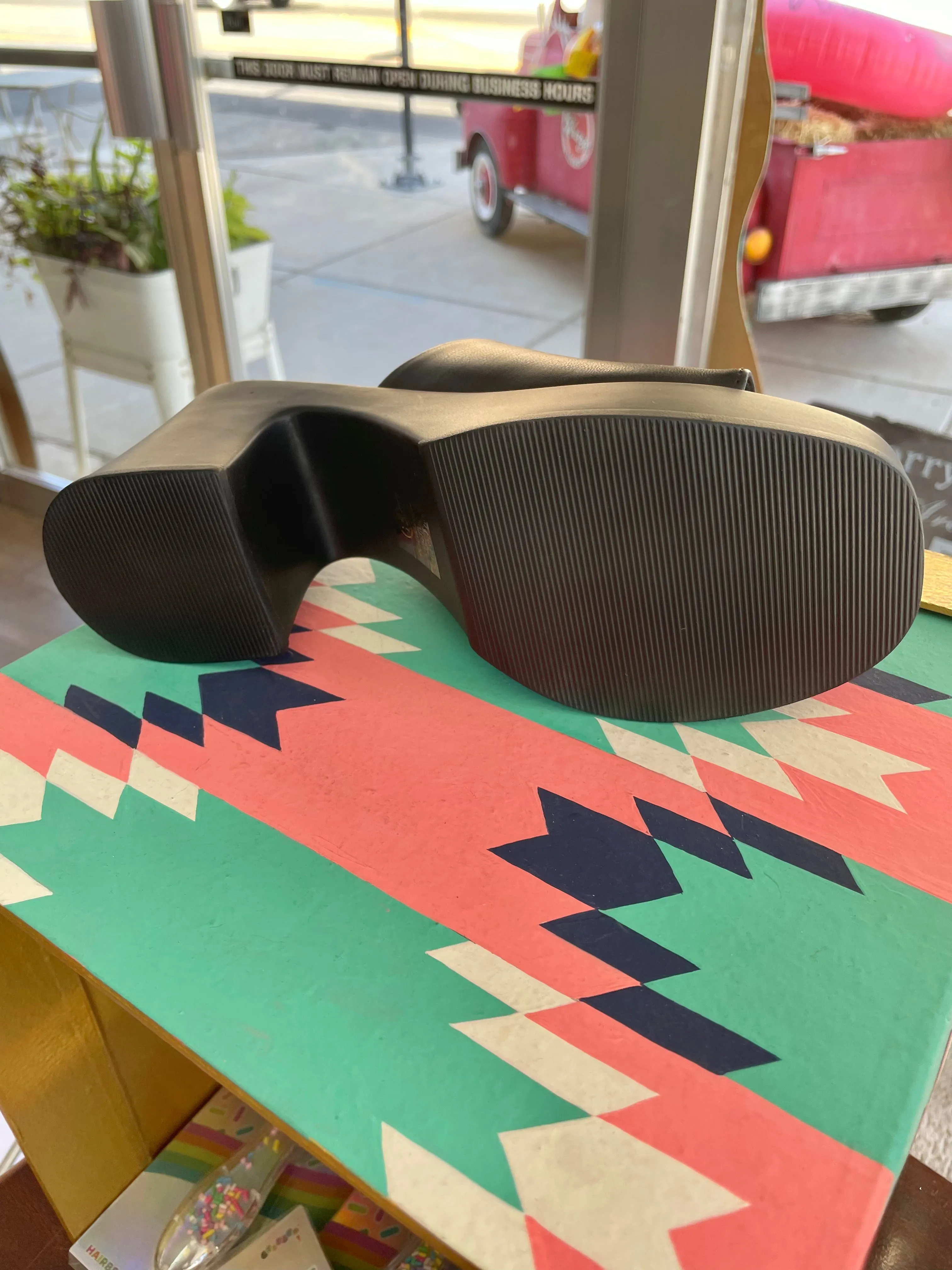 Black Platform Open-Toe Mule