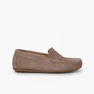 BOYS SUEDE MASK LOAFERS TAUPE