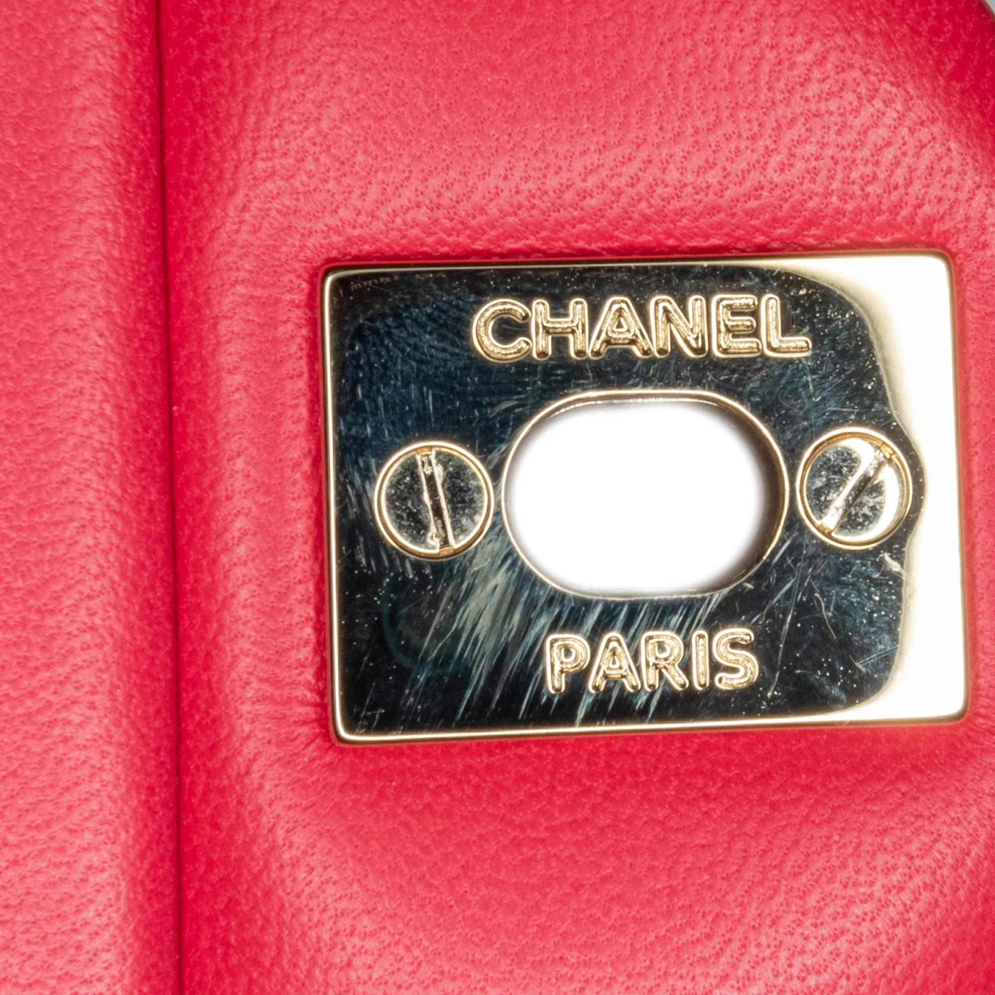 CHANEL Mini Square Classic Lambskin Single Flap Red