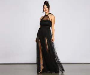 Charlie Formal Double Charming Slit A-Line Dress