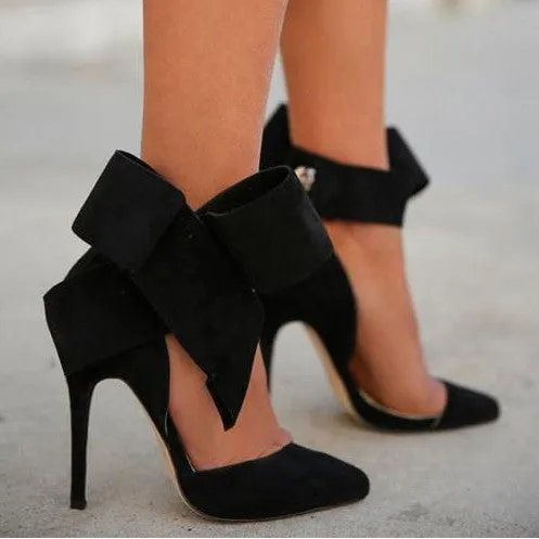 Charming Removable Big Bow High Heel Heels Shoes