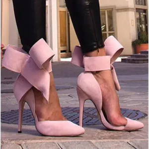Charming Removable Big Bow High Heel Heels Shoes
