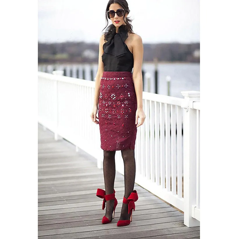 Charming Removable Big Bow High Heel Heels Shoes