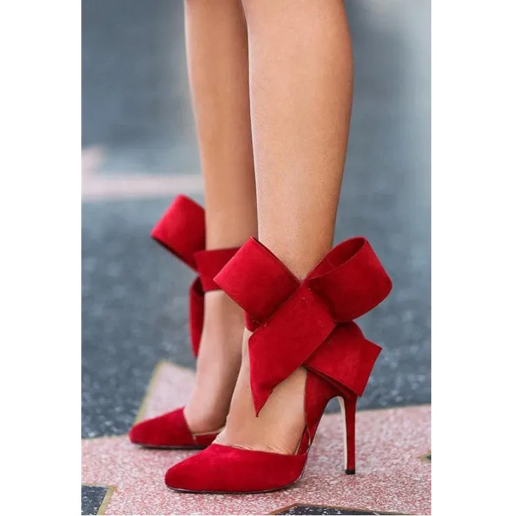 Charming Removable Big Bow High Heel Heels Shoes