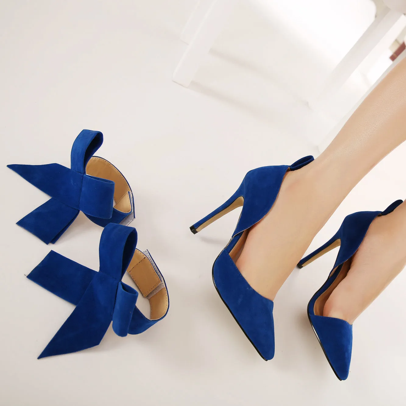 Charming Removable Big Bow High Heel Heels Shoes