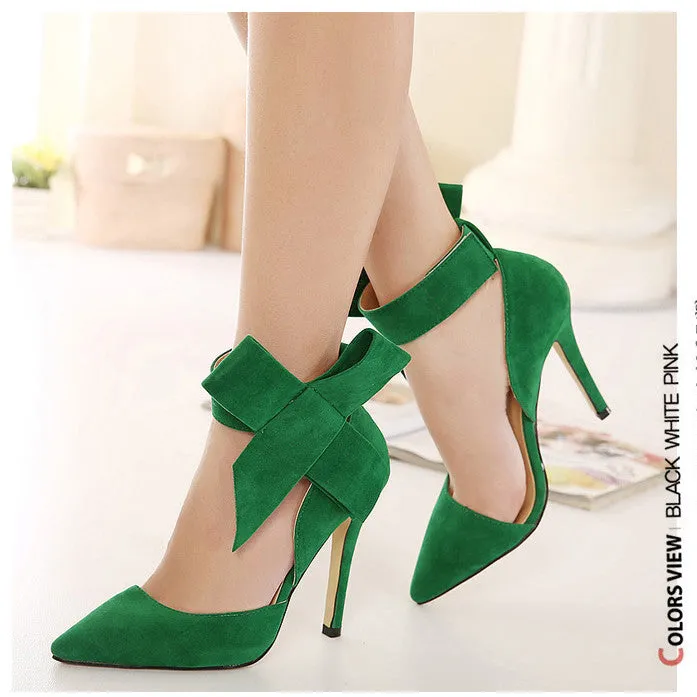 Charming Removable Big Bow High Heel Heels Shoes