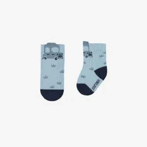 Chaussettes bleues à motifs, naissance  || Blue socks with patterns, newborn