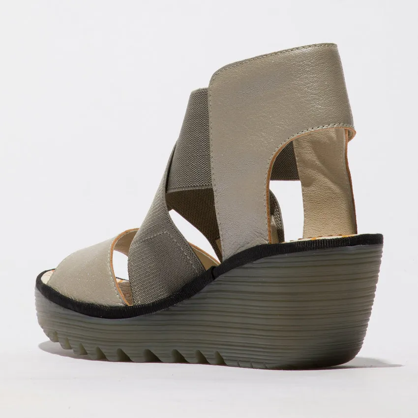 Fly London Women's YUBA385FLY Leather Crossover Sandals Silver