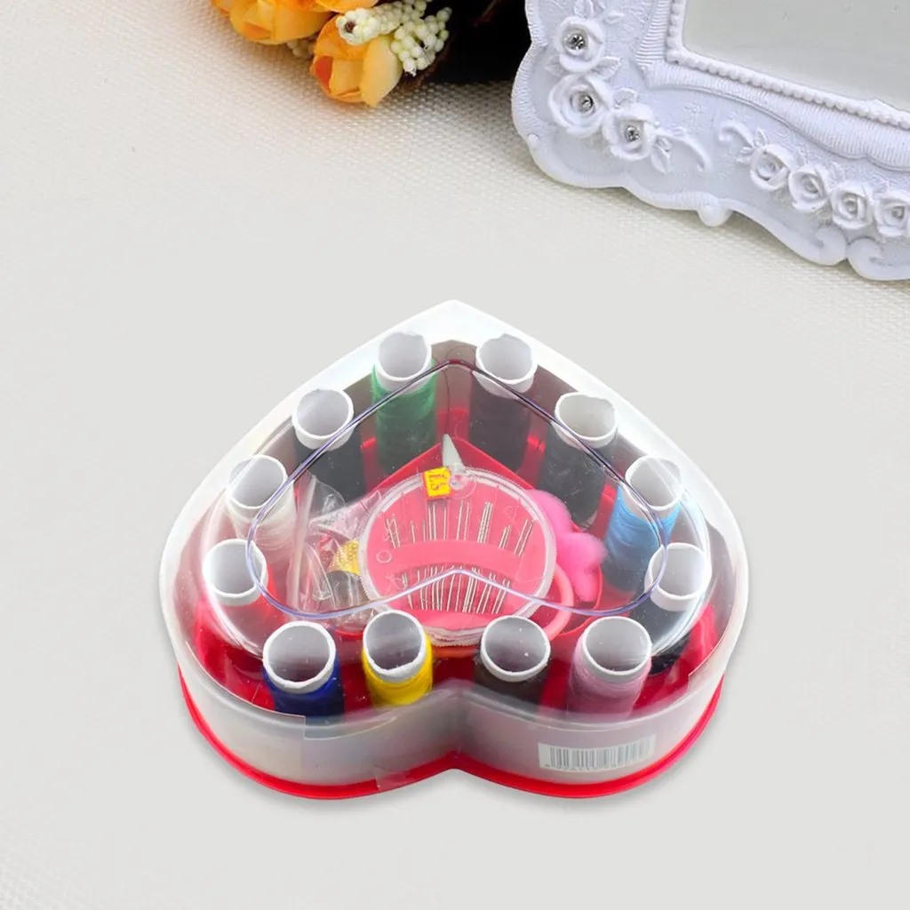 Heart-Shaped Sewing Box Multi-Functional Convenient Sewing Tools - H02640