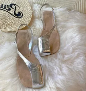 Irregular Peep-Toe Gladiator Sandals – Women's Flat Summer Shoes
