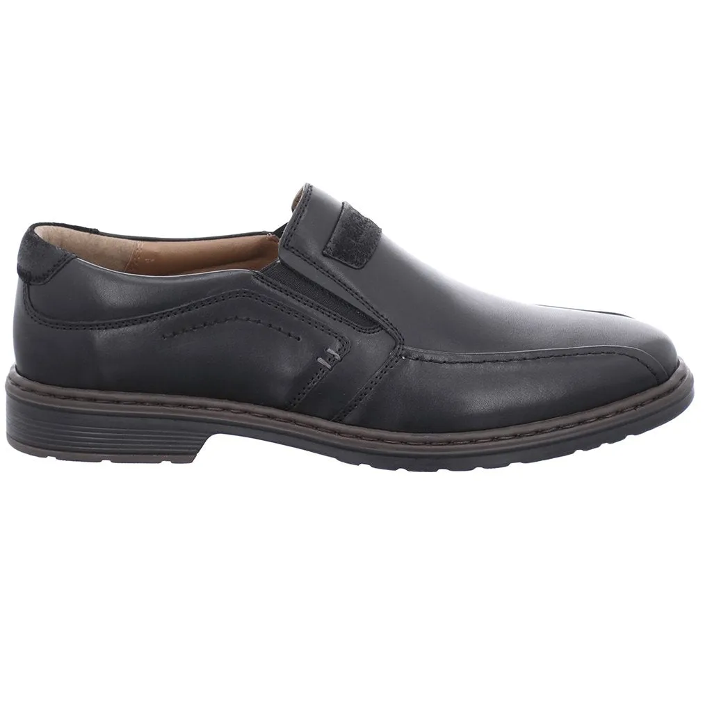 Josef Seibel Alastair 03 Mens Black Leather Wide Fit Slip On Dress Shoes