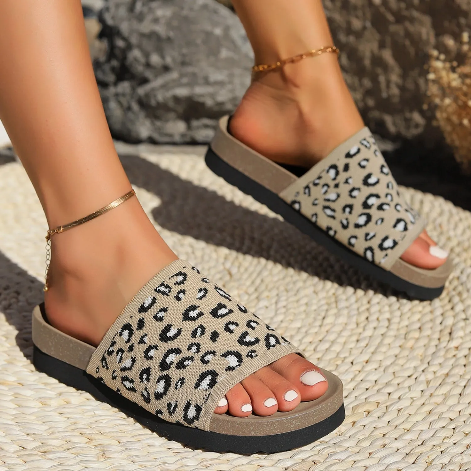 Leopard Print Open Toe Sandals (3 Colors)