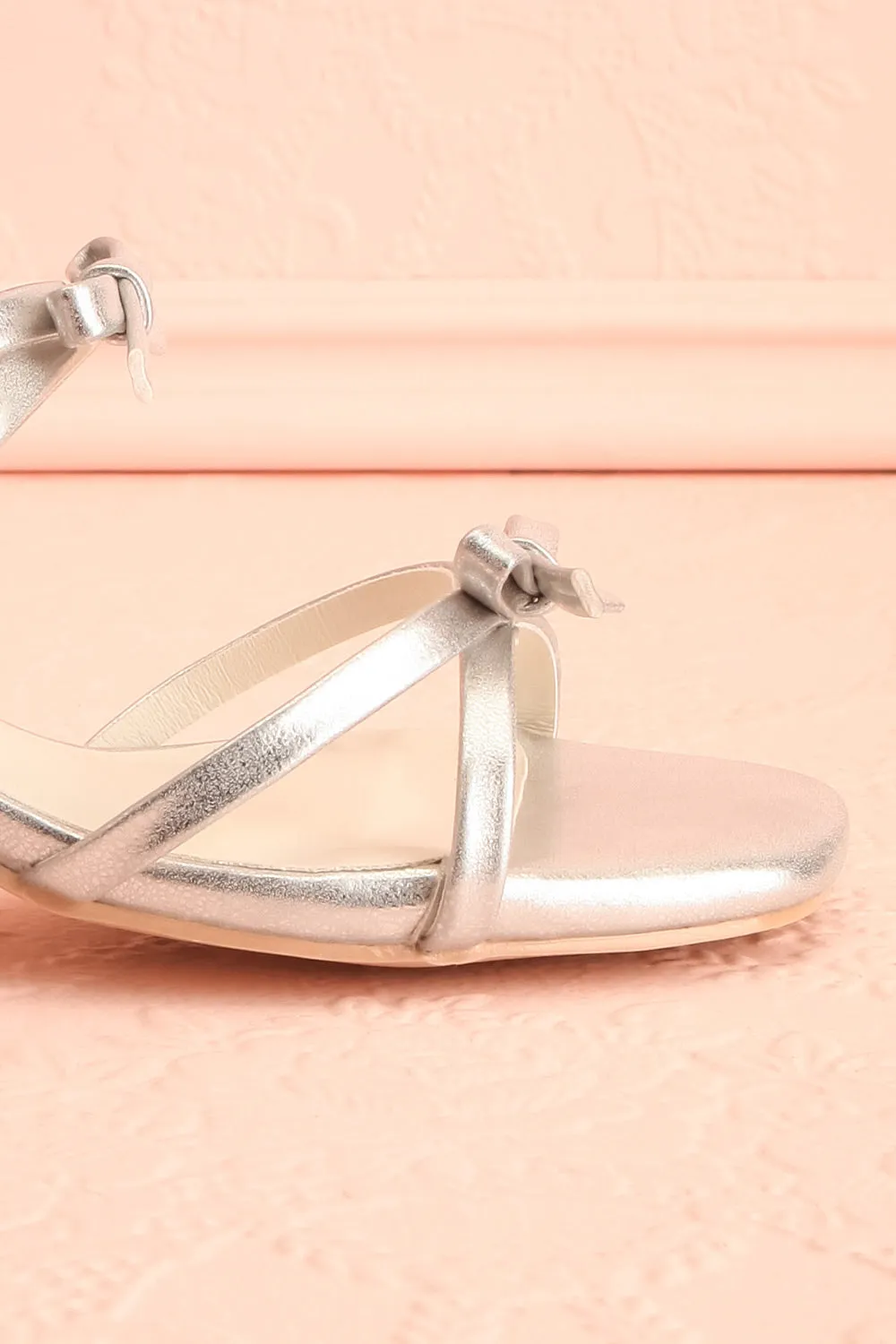 Macy Silver | Heeled Sandals w/ Bows