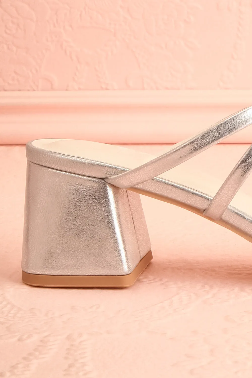 Macy Silver | Heeled Sandals w/ Bows