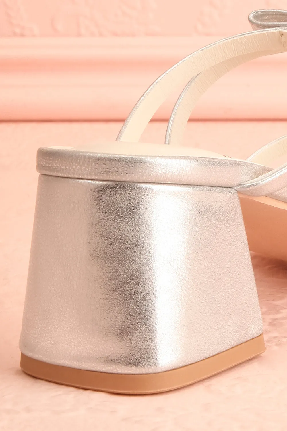 Macy Silver | Heeled Sandals w/ Bows