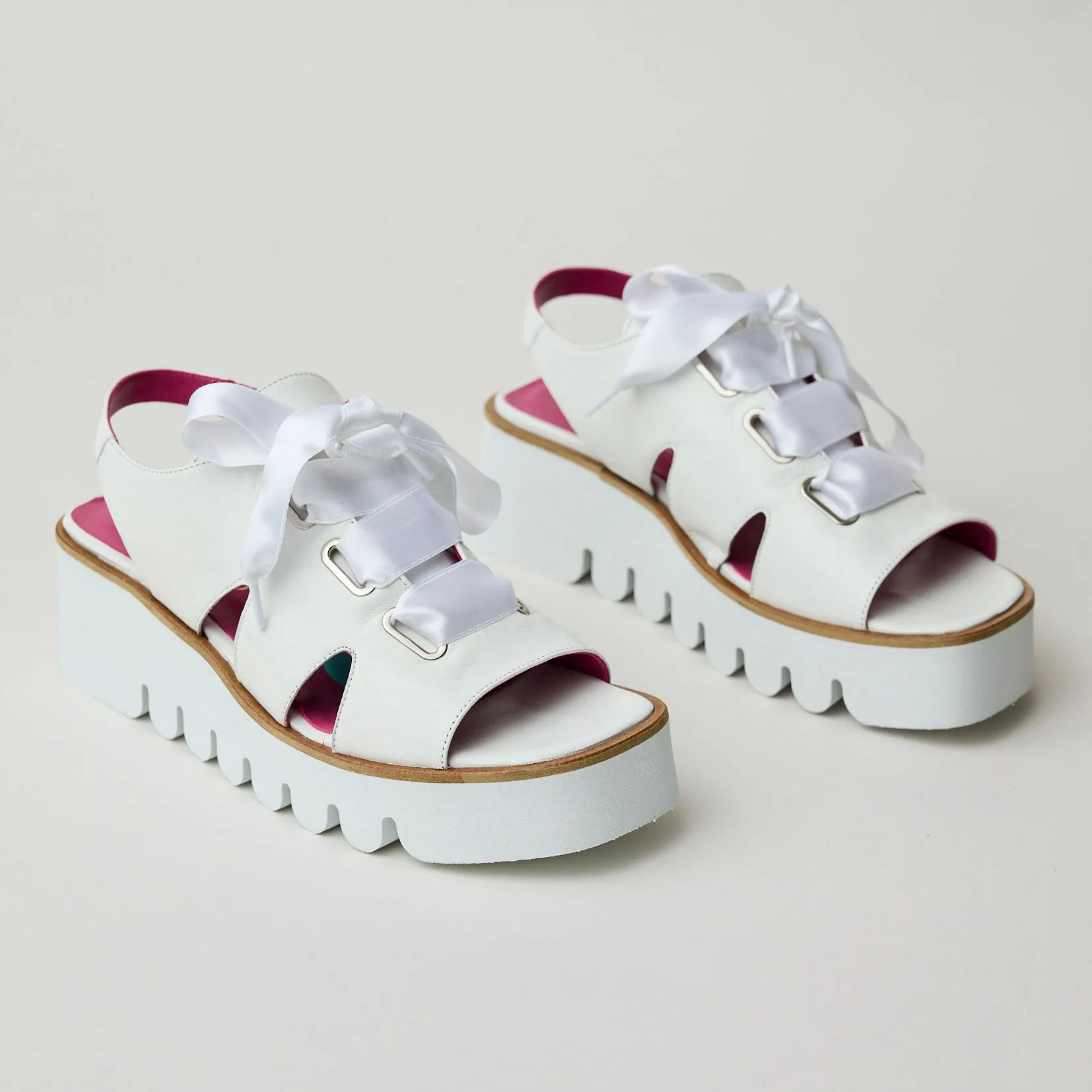 Marco Moreo White Leather Wedge Sandals