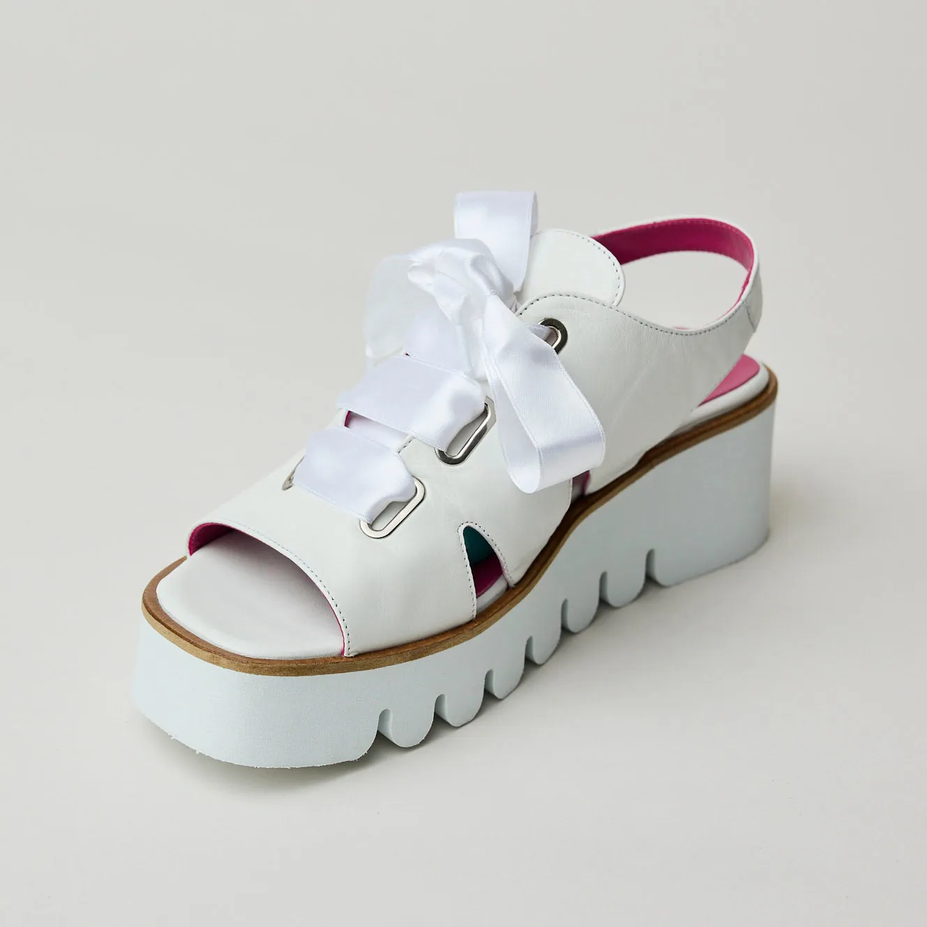 Marco Moreo White Leather Wedge Sandals