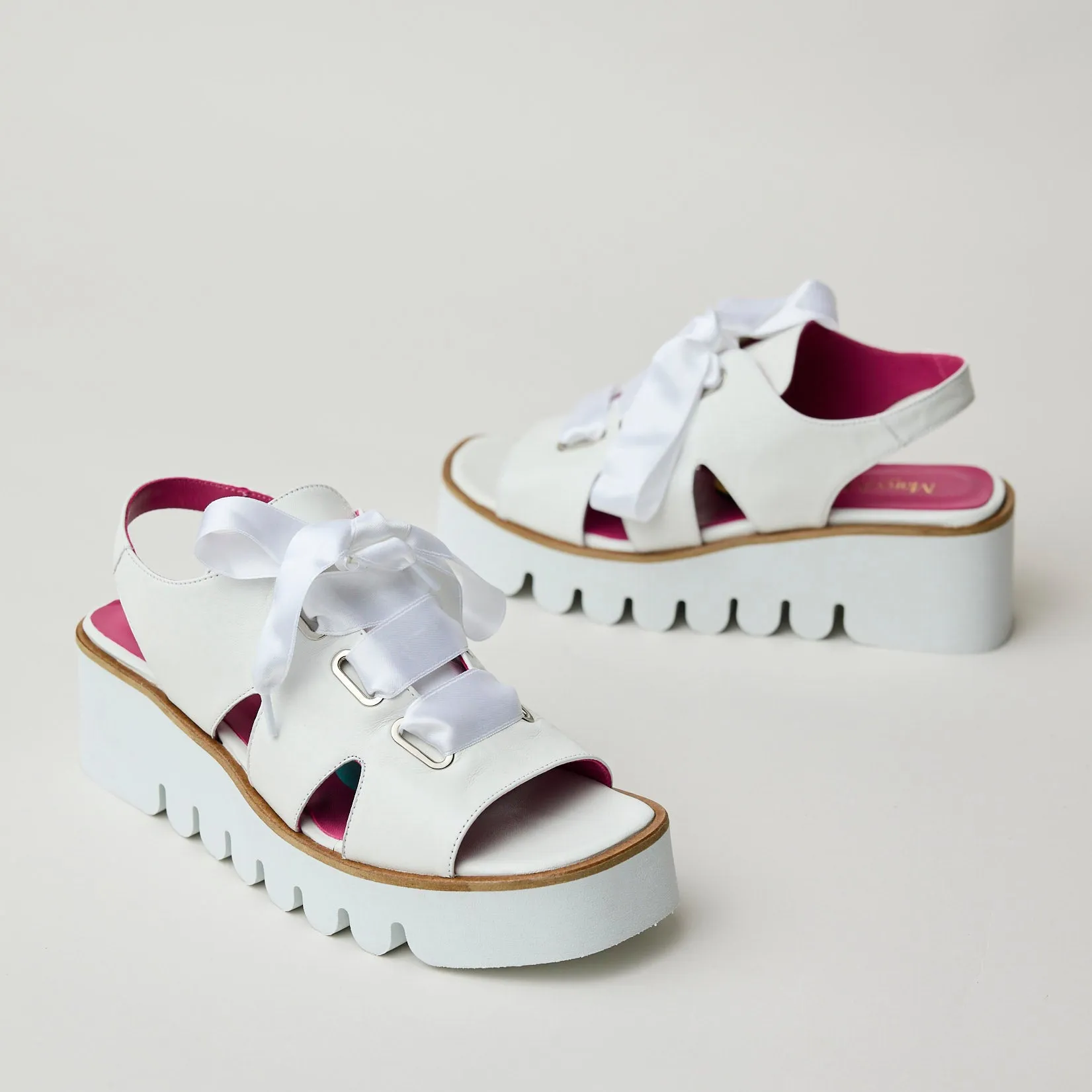 Marco Moreo White Leather Wedge Sandals