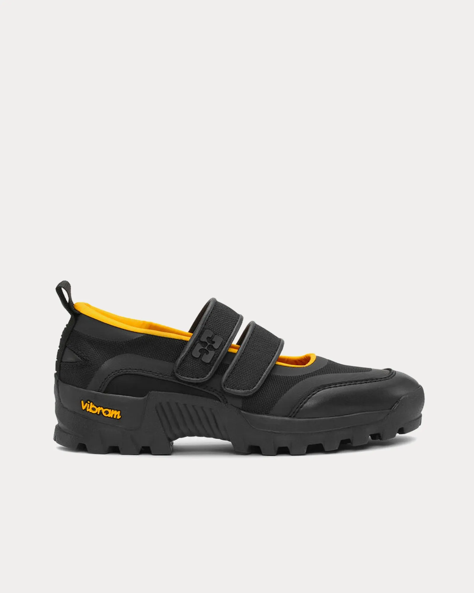 Performance Velcro Mary Jane Ballerinas Black / Yellow Slip On Sneakers