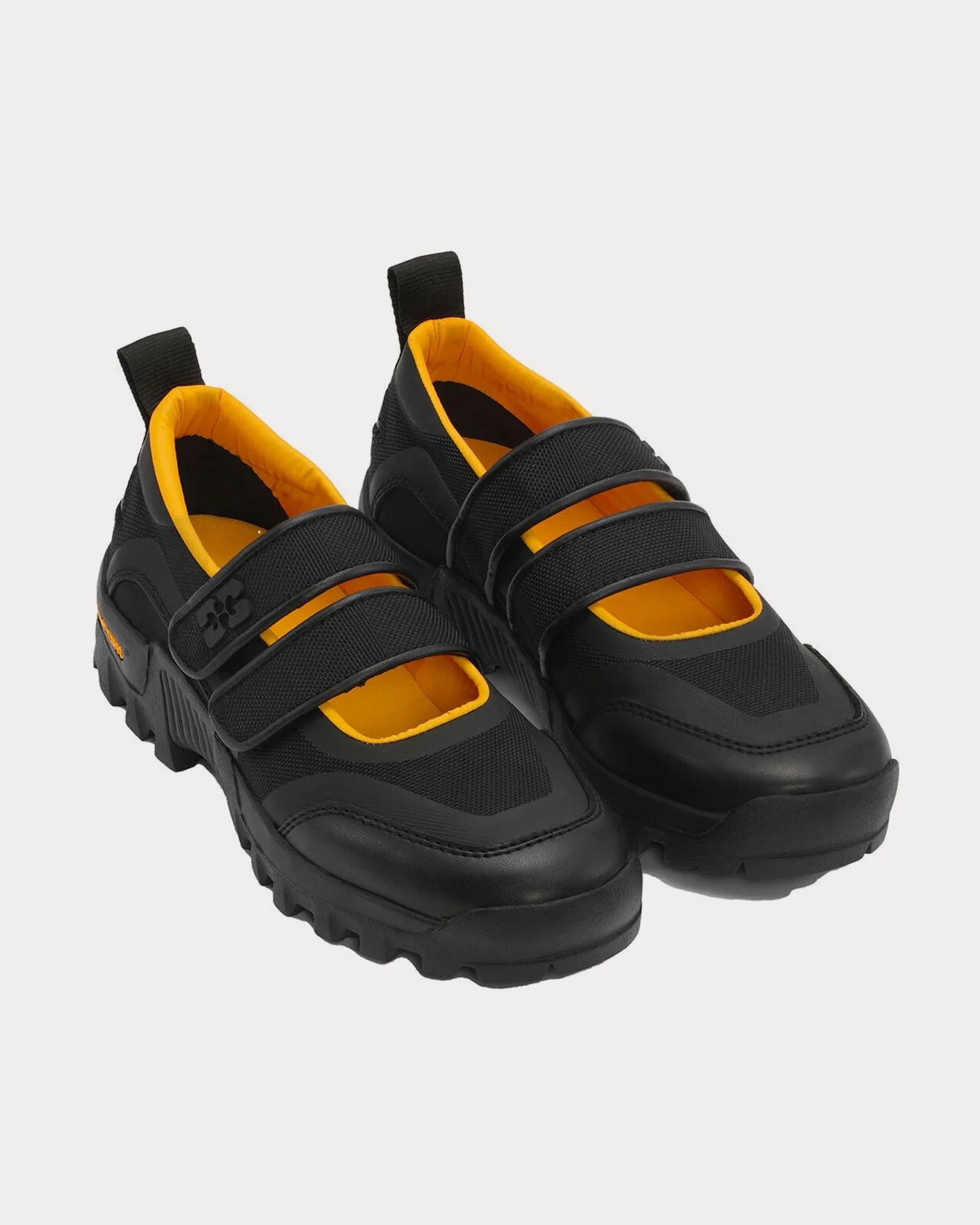 Performance Velcro Mary Jane Ballerinas Black / Yellow Slip On Sneakers