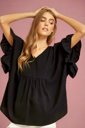 Poncho Like Blouse - Black