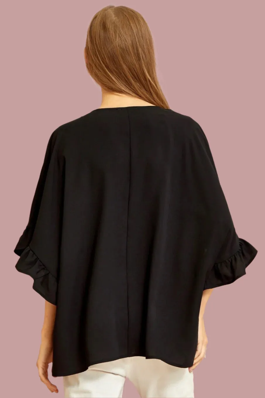 Poncho Like Blouse - Black