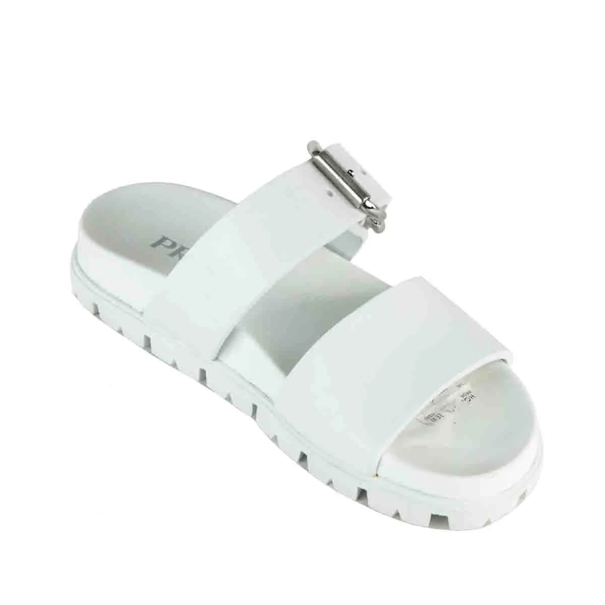 Prada White Rubber Double Strap Slide Sandals Size US 6 | EU 36