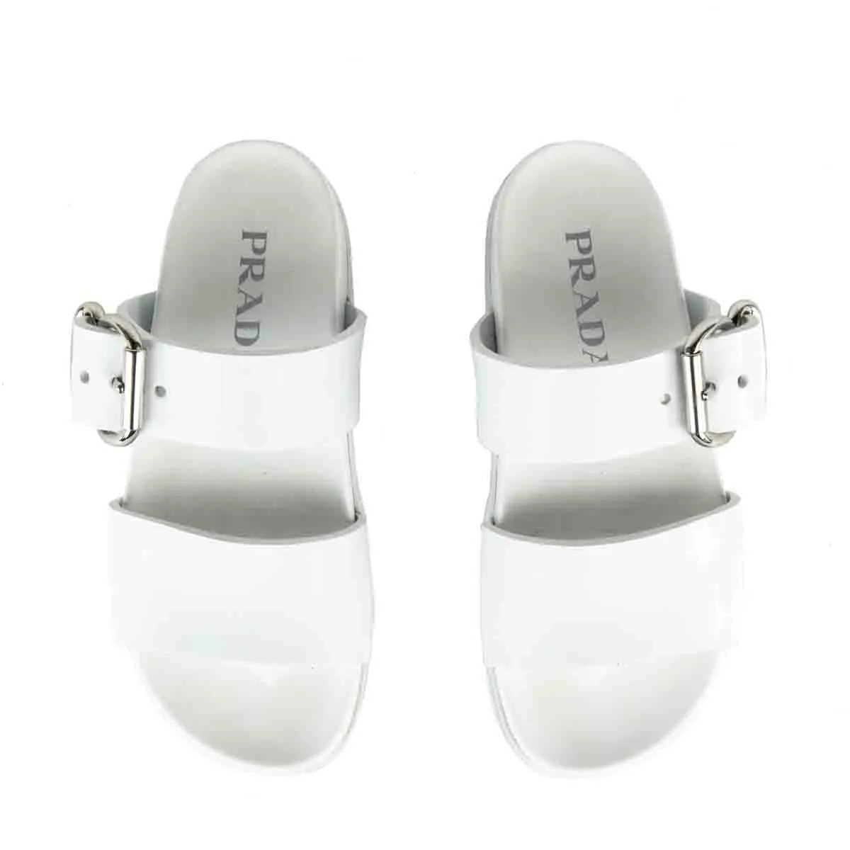 Prada White Rubber Double Strap Slide Sandals Size US 6 | EU 36