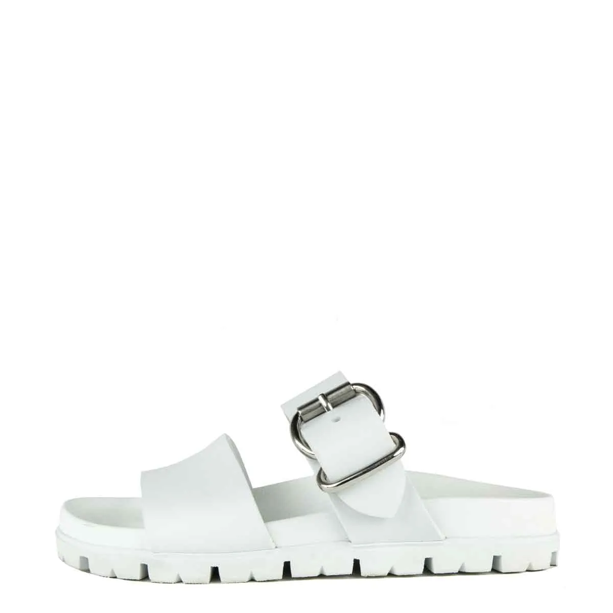 Prada White Rubber Double Strap Slide Sandals Size US 6 | EU 36