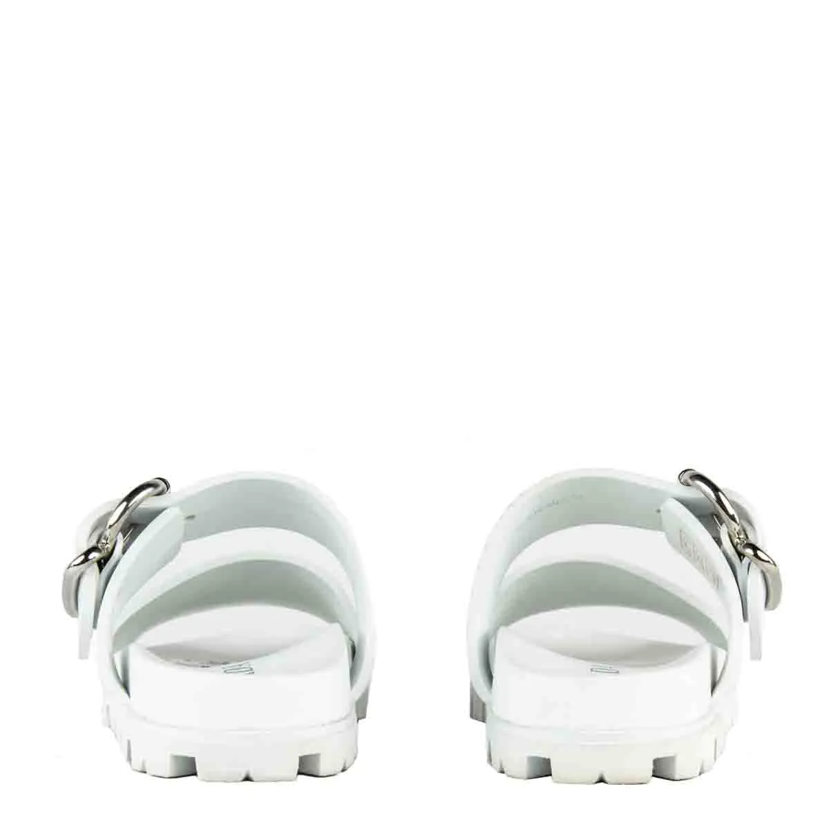 Prada White Rubber Double Strap Slide Sandals Size US 6 | EU 36