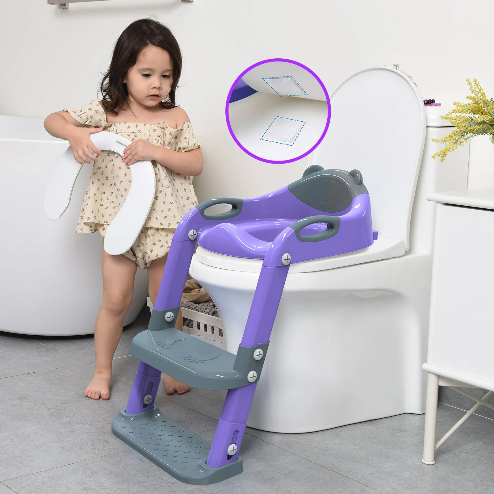 Purple 8839 Potty Training Seat Double Pedal Ladder