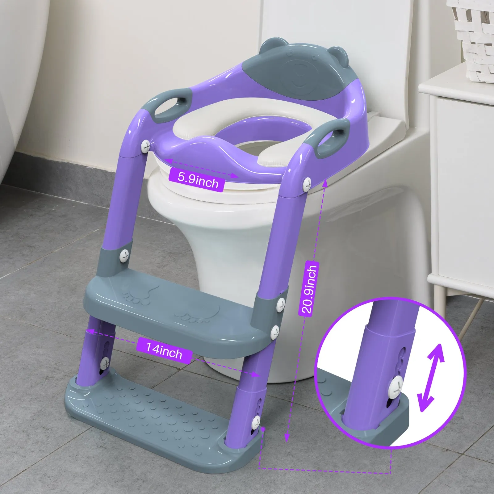 Purple 8839 Potty Training Seat Double Pedal Ladder