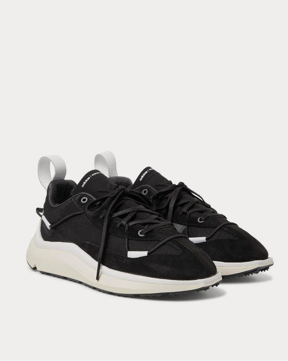 Shiku Run Leather and Suede-Trimmed Mesh  Black low top sneakers