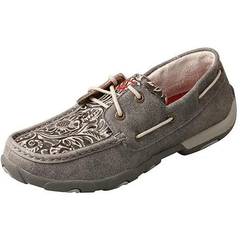 Twisted X Women's Boat Shoe Driving Moc-Grey/Multi
