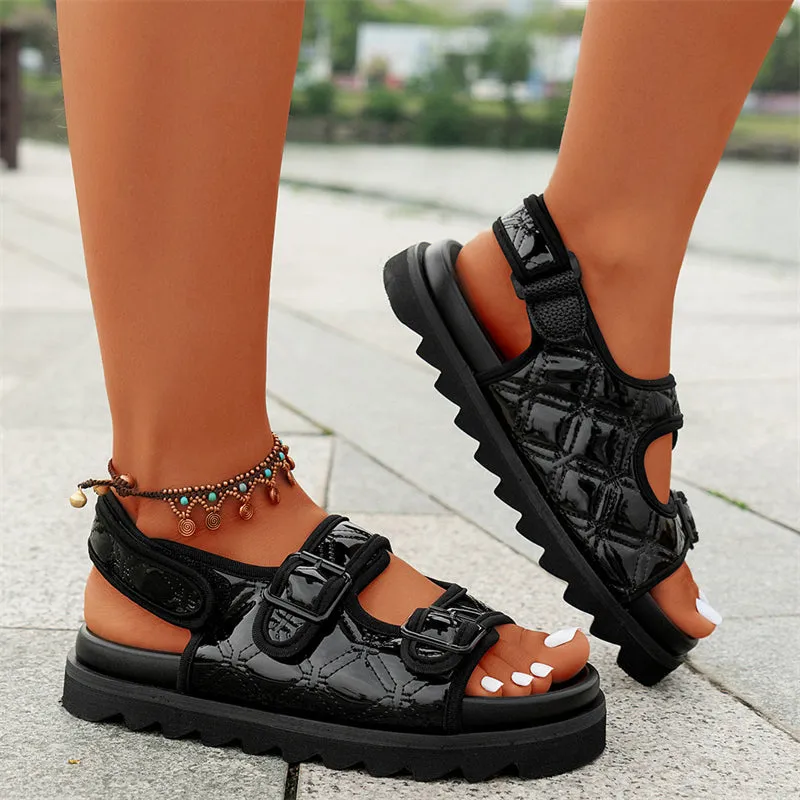 Women's Summer Trendy Velcro Thick-Soled PU Sandals