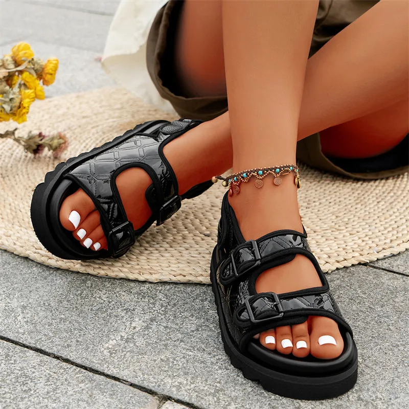 Women's Summer Trendy Velcro Thick-Soled PU Sandals