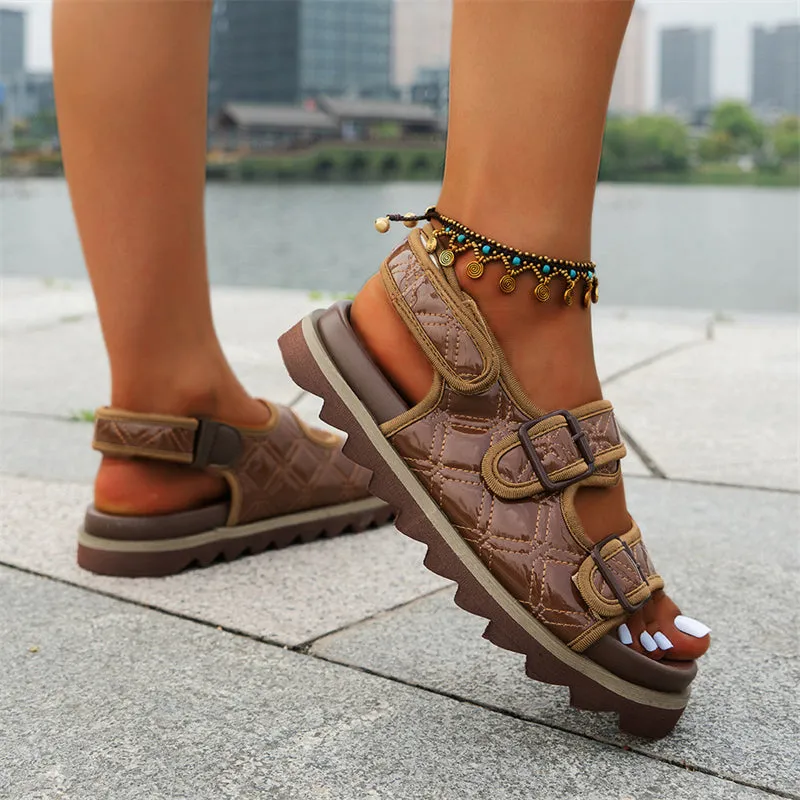 Women's Summer Trendy Velcro Thick-Soled PU Sandals