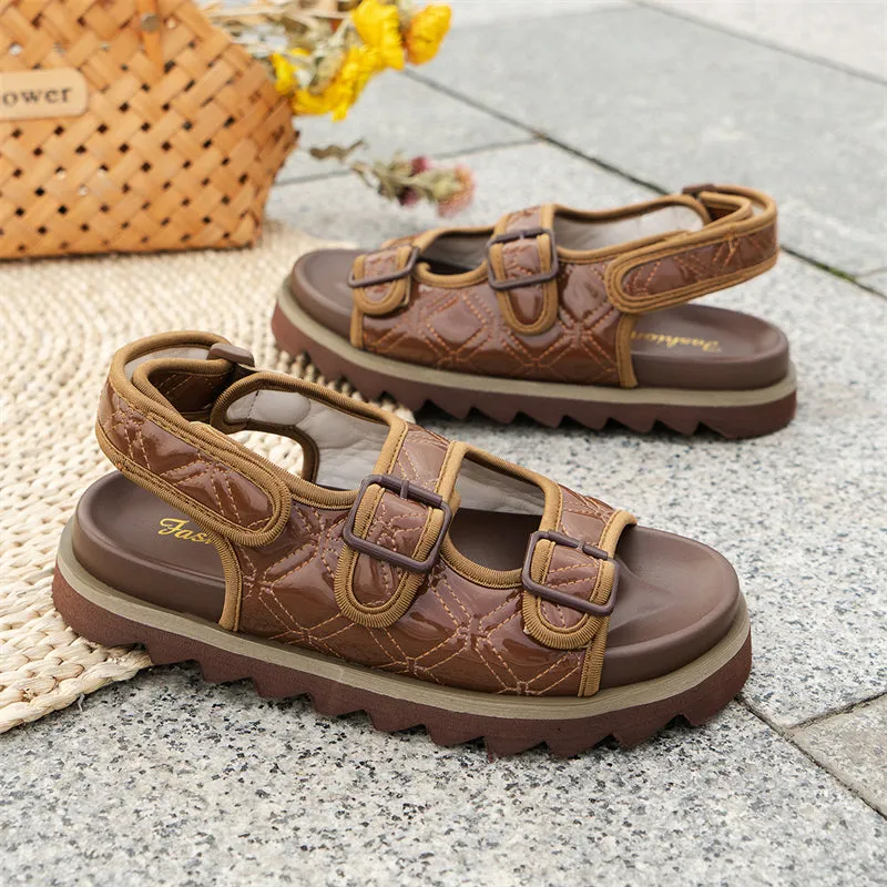Women's Summer Trendy Velcro Thick-Soled PU Sandals