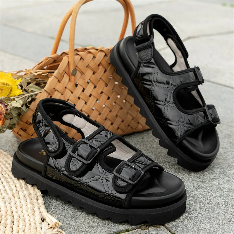Women's Summer Trendy Velcro Thick-Soled PU Sandals