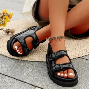 Women's Summer Trendy Velcro Thick-Soled PU Sandals