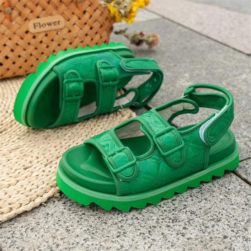 Women's Summer Trendy Velcro Thick-Soled PU Sandals