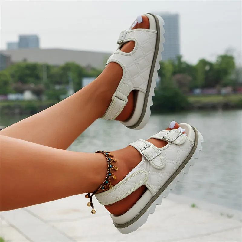 Women's Summer Trendy Velcro Thick-Soled PU Sandals